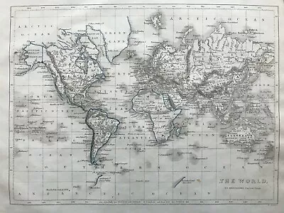 1845 Antique Map; The World On Mercator's Projection By W. Hughes • $24.85