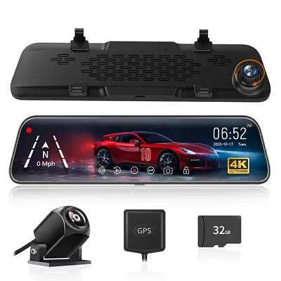 WOLFBOX G840S 12”Mirror Dash Cam 4K Rear View Mirror Dash Camera Front And Rear • $74.99