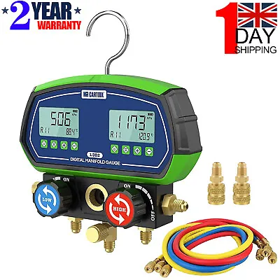 Digital HVAC Refrigerant Manifold Gauge Set Air Conditioning Hose Vacuum Tester • £129.99