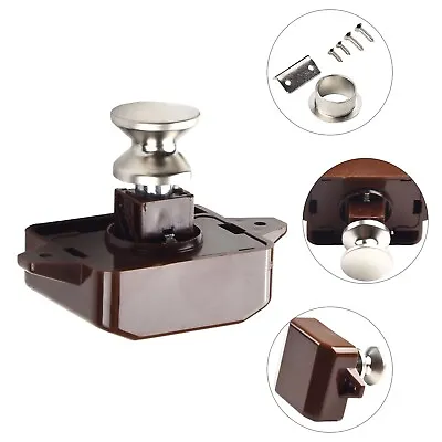 ABS And Tin Bar Push Button Lock RV Caravan Furniture Door Replacement Parts • £11.18