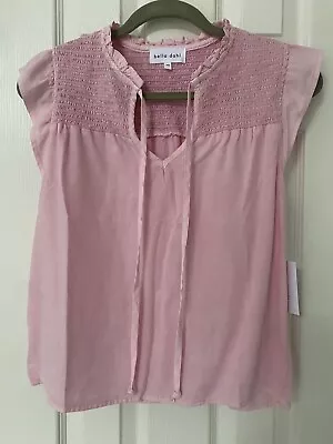 Women's Bella Dahl Bubblegum Pink Short Sleeve Blouse Tercel Blouse XS NWT $88 • $35