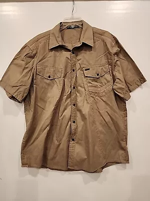 Marithe Francois Girbaud Men's XL Khaki Guayabera Short Sleeve Button Shirt • $34.99