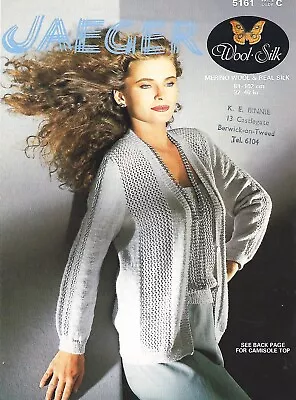 215 Vintage Knitting Pattern Jaeger Camisole Top & Cardigan 32/40 In Bust • £1.99