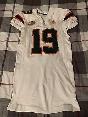 Adidas Miami Hurricanes Football Jersey White Size Large ACC • $175