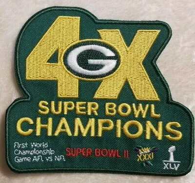 Green Bay Packers 4X Super Bowl Iron On Embroidered Patch US Seller! • $5.95
