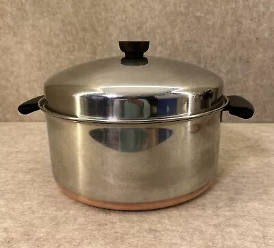 Revere Ware 6 Qt Domed Lid Copper Clad Stainless Steel Stock Pot USA • $32