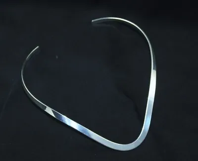 .925 Sterling Silver Plated Choker Collar Necklace V Shape Wide Fashion Jewelry • $15.95