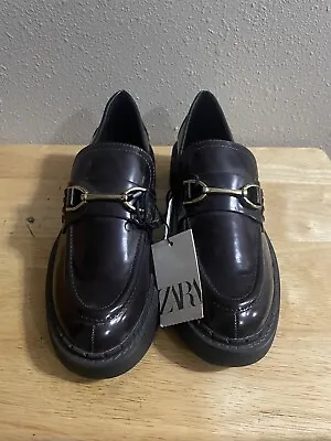 ZARA Dark Brown Chunky Loafers Women’s Size 8 NWT • $30