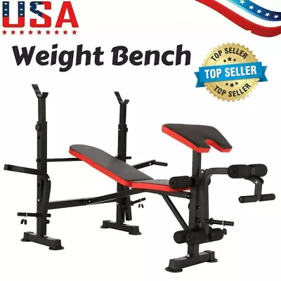 ADJUSTABLE LIFTING WEIGHT BENCH SET With Weights 600 Press Workout Flat Home Gym • $57.99