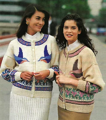 Ladies Bird Fair Isle Intarsia Motif Cardigan Jacket KNITTING PATTERN DK 34 - 44 • £2.15