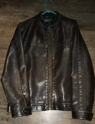 BKE VTG Brown Leather Motorcycle Bomber Jacket Large • $74.99