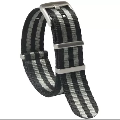 WJB Military Style James Bond Single Pass Nylon  Watch Strap - Black  And Gray • $22