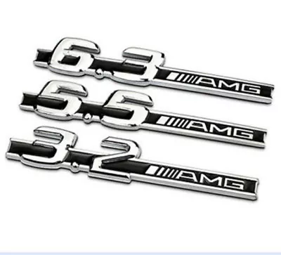 2Pcs New Metal Chrome 5.5  6.3 3.2 6.5AMG Emblem Fender Badge Car Body Side Skir • $15.99