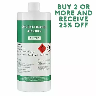 95% Premium Bio-Ethanol Alcohol - 1 Litre - Natural - Ethyl Alcohol AUSSIE MADE • $30