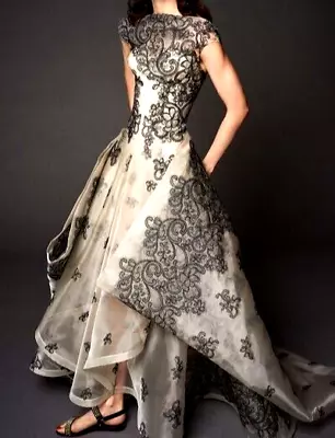 $1689 • Buy Zac Posen Sculptural Lace Resort 2017 Runway Long Maxi Ball Gown Evening Dress 4