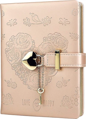 $70 • Buy Heart Lock Journal Notebook With Key, Flower PU Leather Diary, B6 Journal For Wr