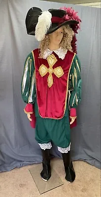 Green And Burgundy Musketeer Costume  Excellent Condition -adult Lg. (blond Wig) • $125