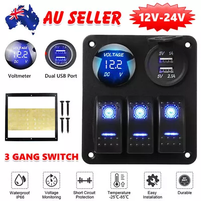 3 Gang Rocker 12V Switch Panel Circuit Breaker Waterproof Marine Boat Switches • $26.95