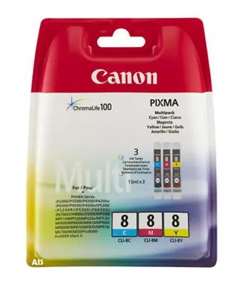 Genuine Canon 8 CMY Multipack Ink Cartridges CLI-8C CLI-8M CLI-8Y • £41.97