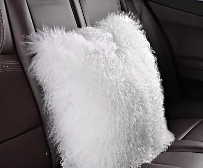 Real Mongolian Tibetan Lamb Fur Pillow Cushion Cover Pillowcase White Luxury US • $53.19