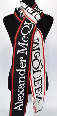 New Alexander McQueen 599718 SELVEDGE Wool Knit Skinny Logo Scarf • $282.85