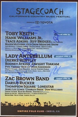$26 • Buy Lady Antebellum, Phil Vassar, Rodney Atkins Autographed Concert Poster