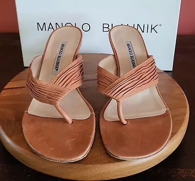 Manolo Blahnik Sandals Mule Brown Heel 36 • $50