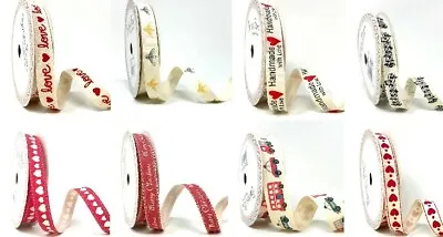 New! Bertie's Bows Cotton Print 15mm Ribbon - Pricer Per Metre Or On A 25m Roll • £1.25