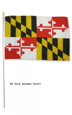 12x18 12 X18  State Of Maryland Stick Flag 30  Wood Staff • $8.88