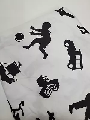 Michael Miller Fabric Silhouette Children Playing Black White Cotton Sew 1 YARD • $10.90