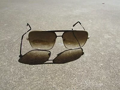 Vintage 80's OPTI-RAY Graduated Brown Lens Metal Frame Aviator Large Sunglasses • $9.99