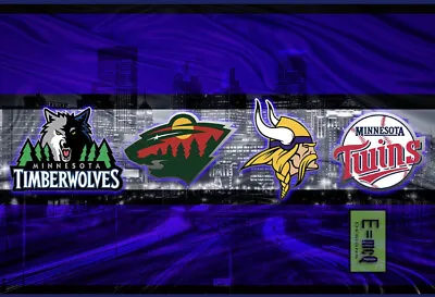 MINNESOTA Sports 8x10in Poster Minnesota Vikings Twins Twolves Wild Free Ship • $14.99