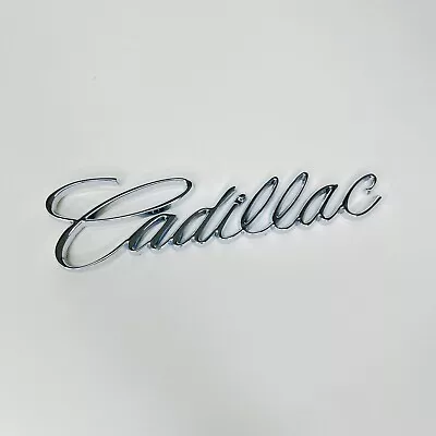 New Vtg Metal Emblem For Cadillac Rear Trunk Silver Badge Nameplate Logo Script • $24.99