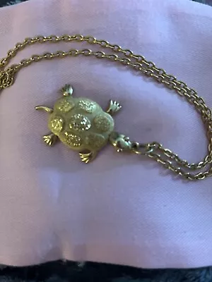 Vtg. J J Gold Tone Turtle Pendant • $22.99