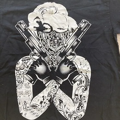 Marilyn Monroe W/ Guns & Tattoo's T-shirt Rare Gildan Heavy Cotton Size M Ec • $35