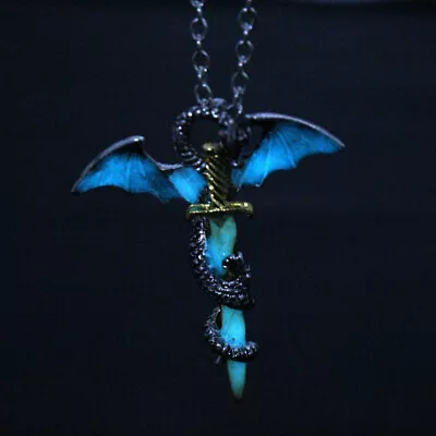 Glow In Dark Dragon Fly Pendant Necklace For Men Punk Rock Jewelry Gift • $2.46