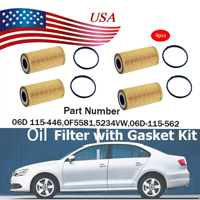 4 Pack Engine Oil Filter FIT FOR AUDI VW OE# 06D 198 405/06D 115 562  HU 719/6 X • $16.99