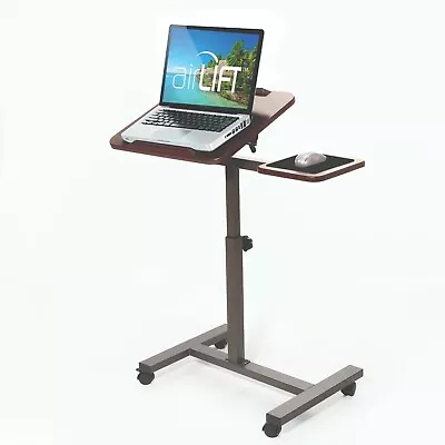 Seville Classics Airlift Tilting Sit-Stand Computer Desk Cart With Side Table • $59.99