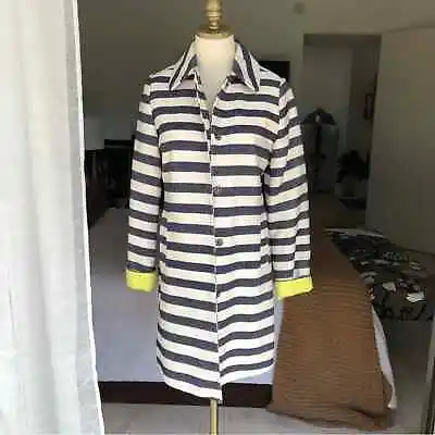 Merona Striped Trench Coat W/ Yellow Lining Size Small • $30