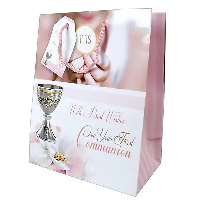 Gift Bag 23x18cm First Holy Communion - Religious Occasion - Pink • £3.77