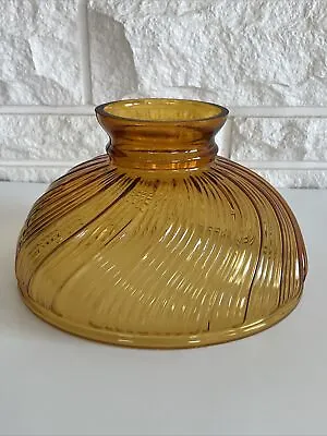 Vintage GWTW 10  Fitter Amber Swirl Hurricane Oil Electric Glass Dome Lamp Shade • $65