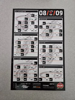 MS20 Miami Heat 2008/09 NBA Basketball Magnet Schedule - Pilon • $2