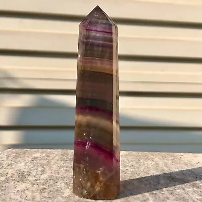 164G  Natural Colour Fluorite Obelisk Quartz Crystal Wand Point Healing • $0.99