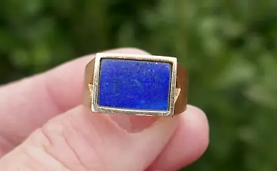 Vintage German Made Men's 14k Yellow Gold & Lapis Lazuli Ring - Size 7 • $695