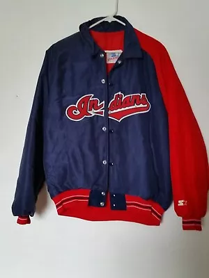 Vintage 90s Cleveland Indians STARTER  Collection Jacket Coat Size Large • $65