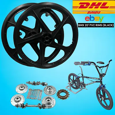 Black BMX Bicycle 20  PVC Sport Rim Complete Wheelset Hub Set FREE EXPRESS SHIP • $120