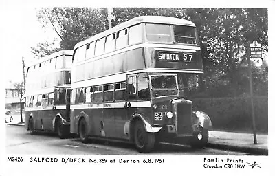 Bus Salford D/Deck No369 At Denton 6.8 1961 Postcard • £3.95