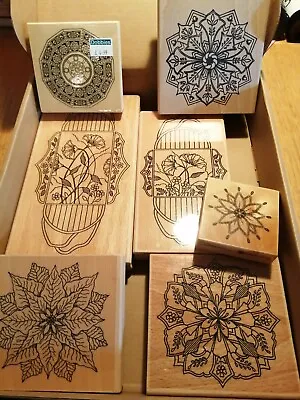 £20 • Buy 7 Floral Craft Wooden Rubber Stamps