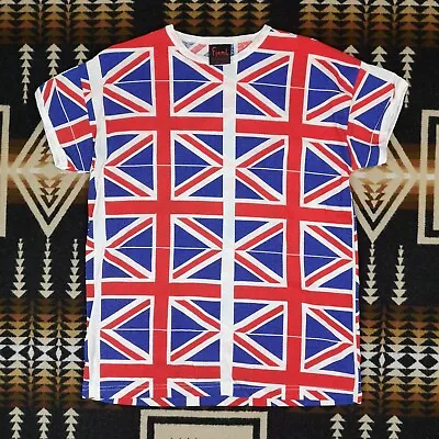 Vintage 90s Fiend Union Jack T-Shirt Made In England Y2k Punk Jubilee Shirt 1854 • £29.99