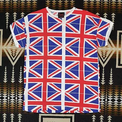 Vintage 90s Fiend Union Jack T-Shirt Made In England Y2k Punk Jubilee Shirt 1855 • £29.99